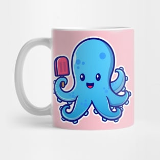 Cute Octopus Holding Ice Cream Popsicle Mug